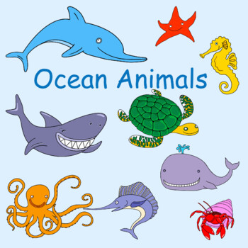 Preview of Ocean animals clipart FREE download