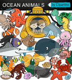 Ocean Animals Clip art Bundle, sea animals - free Preview