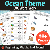 Ocean-themed CVC Word Work (beginning, middle, end sounds)