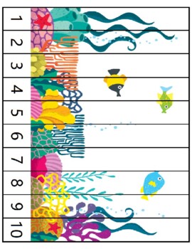 Preview of Ocean themed Number Sequence Puzzle (numbers 1-10)