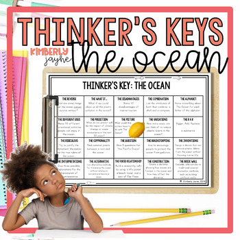 Preview of Ocean themed Thinker's Keys for Gifted & Talented Students Enrichment Tasks