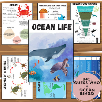Preview of Ocean unit study inc 2 x games - Sea creatures, habitats, food chains BUNDLE