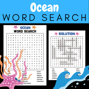Ocean word search, ocean and summer Activity sheets by Great discovering