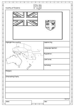 oceania 14 countries study worksheets with maps and flags for each