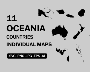 Preview of Oceania Country Maps SVG Bundle Set Countries Nation National Map eps png jpg ai