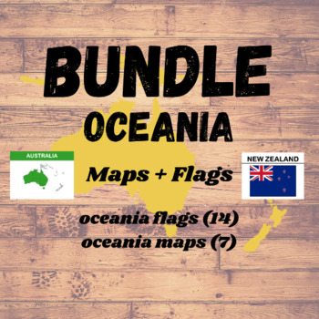 Preview of Oceania MAPS & FLAGS BUNDLE | 21 Flash Cards | Geography Montessori