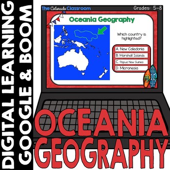 Preview of Oceania Map and Geography DIGITAL Cards | Google Classroom™ | Boom