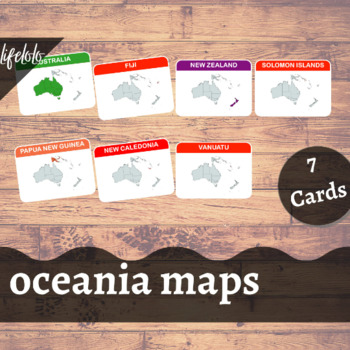 Preview of Oceania Maps - 7 Flash Cards | Homeschooling | Montessori Geography