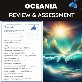 Preview of Oceania Review & Assessment  Quiz | Oceania's Geography and Culture