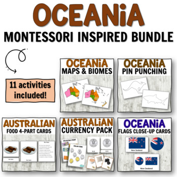 Preview of Oceania Theme Bundle for Montessori Inspired Geography Activities