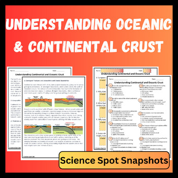 Preview of Oceanic & Continental Crust Reading Comprehension - Print & Digital Resource
