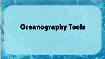 Preview of Oceanographic Tools Notes