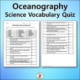 Oceanography Science Vocabulary Quiz - Editable Worksheet
