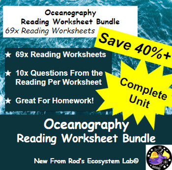 Preview of Oceanography Unit Complete Reading Worksheet Bundle **Editable**