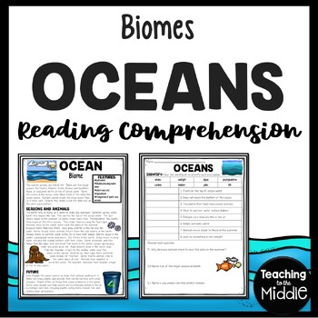 Preview of Ocean Biomes Informational Text Reading Comprehension Worksheet