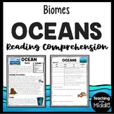 Ocean Biomes Informational Text Reading Comprehension Worksheet