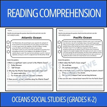 Preview of Oceans Reading Comprehension Passages and Questions (Grades K-2)
