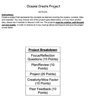 Preview of Oceans Student Choice Project