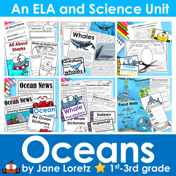 Preview of Ocean Unit -Ocean animals, Ocean Habitats (ELA and Science Unit) 2nd-3rd grade