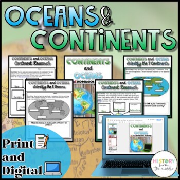 Oceans and Continents {Digital AND Paper} Distance Learning | TpT
