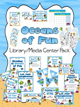 Preview of Oceans of Fun Library Media Center Pack {with EDITABLE passes and signs}