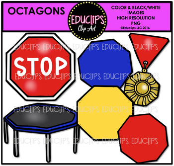 Preview of Octagon Shapes Clip Art Bundle {Educlips Clipart}