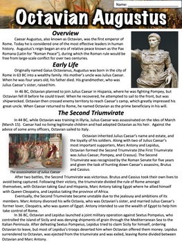 Preview of Octavian Augusuts Caesar Worksheet