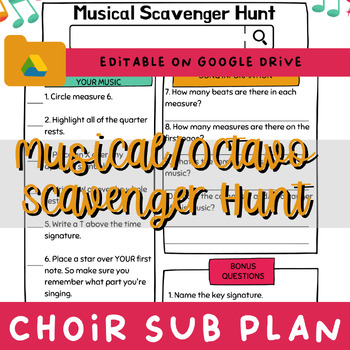 Preview of Octavo Scavenger Hunt - No Prep Choir Sub Plan