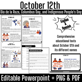 Preview of October 12th | Indigenous People day, Dia de la Raza Reading comprehension