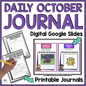 Preview of October 1st Grade Journal Writing | Halloween Writing Prompts | Kindergarten