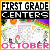 October 1st Grade Literacy and Math Centers with Halloween