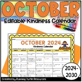 October 2024-2030 Kindness Calendar Editable Random Acts o
