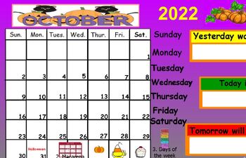 Preview of October 2022 Calendar Math-Interactive