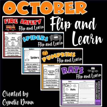 Preview of October Flip and Learn Reading Passages and Comprehension Interactive Notebook