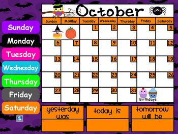 kindergarten homework calendar october