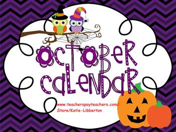 Preview of October Kindergarten ActivInspire Calendar