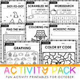 October Activity Packet - Fun Printables for Halloween