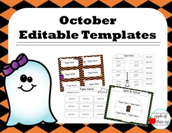 Preview of October Activity Templates