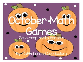 Preview of October Addition Math Centers-Zero Prep