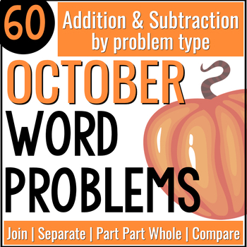 Preview of October Addition & Subtraction Word Problems Halloween Math Problem of the Day