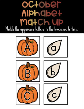 October Alphabet Match-up Center by KinderandCactus | TPT
