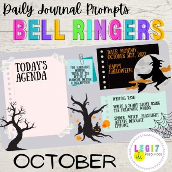 Preview of October Bell Ringers/Warm Up |Daily Writing Prompts| Agenda| Secondary ELA