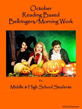 Preview of October  Bellringers for Middle & High School Students: Reading Based