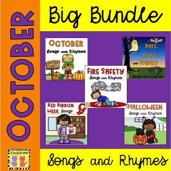 Preview of October Big Bundle Songs and Rhymes, Bats, Fire Safety, Red Ribbon, Halloween