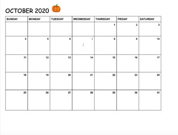 october blank calendar teaching resources teachers pay teachers