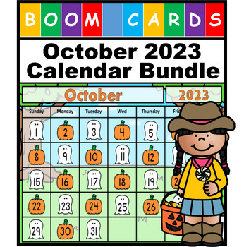 Preview of October Calendar Bundle 2023 Kindergarten Boom Cards with Audio