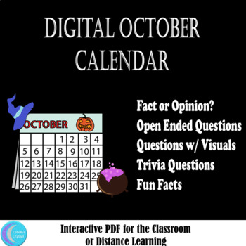 October Calendar Interactive Pdf File Digital Long Distance Learning Special Ed