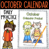 October Calendar Journal Daily Review and Math Practice
