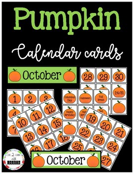Preview of October Calendar Numbers (Pumpkin Fall Theme)