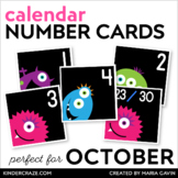 October Calendar Numbers - Monster Halloween Activities Nu
